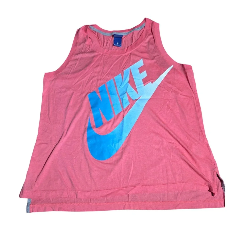 Y2K Nike Sportswear Womens XL Pink Blue Logo Graphic Tank Top Sleeveless Shirt